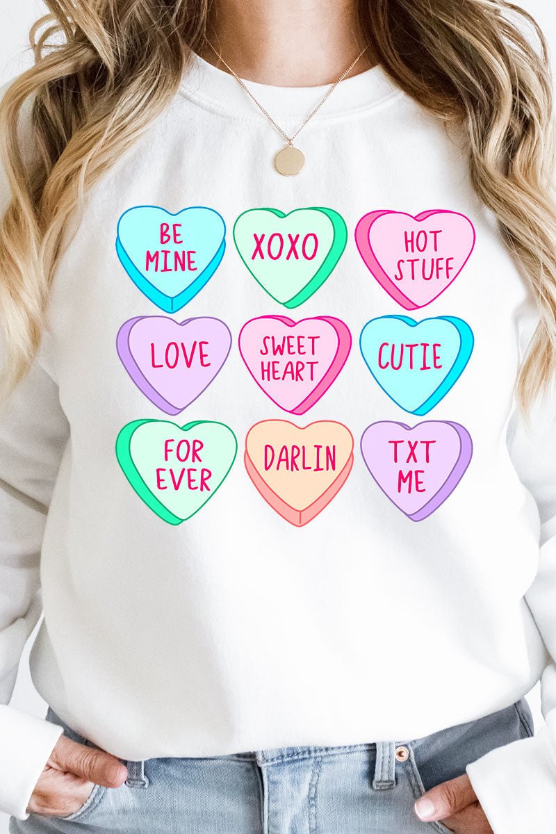 Colorful Candy Hearts Unisex NuBlend Crew Sweatshirt - Wholesale Accessory Market