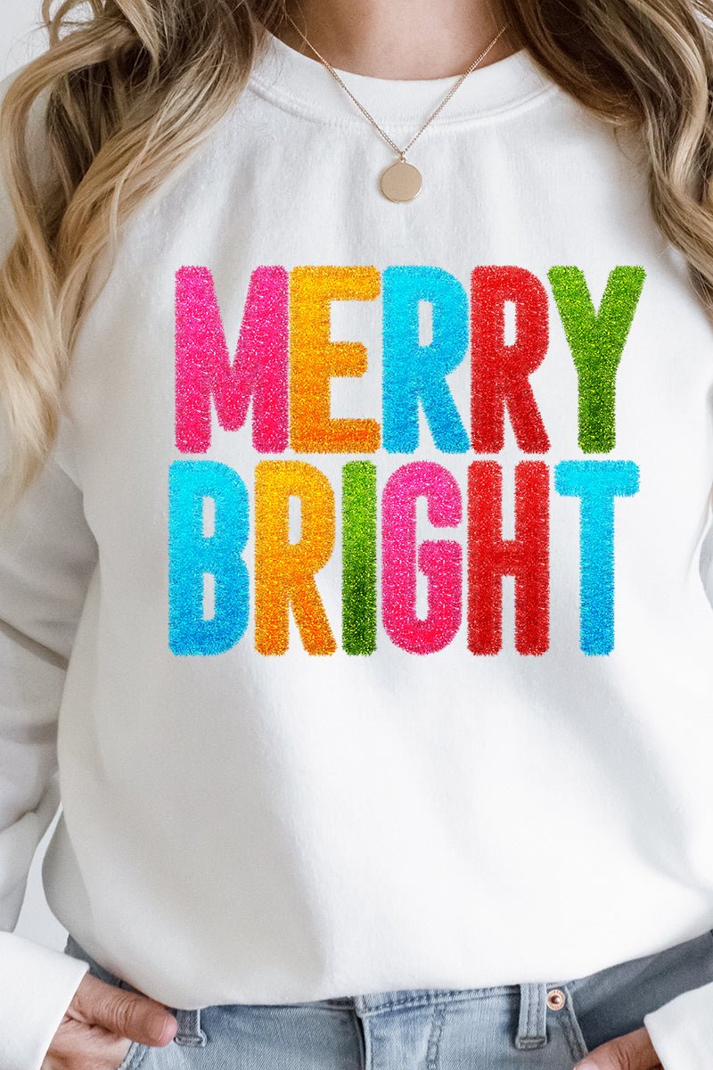 Colorful Merry Bright Faux Tinsel Transfer Unisex NuBlend Crew Sweatshirt - Wholesale Accessory Market