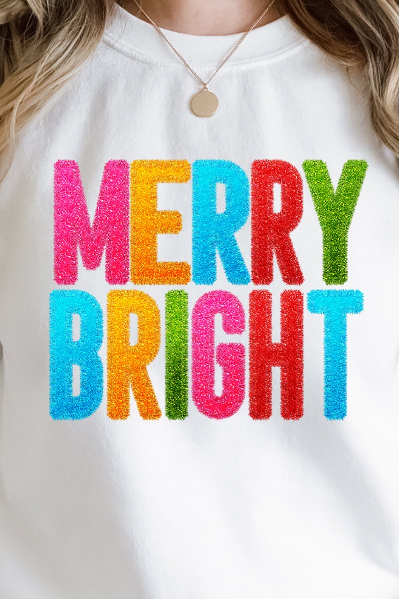 Colorful Merry Bright Faux Tinsel Transfer Unisex NuBlend Crew Sweatshirt - Wholesale Accessory Market