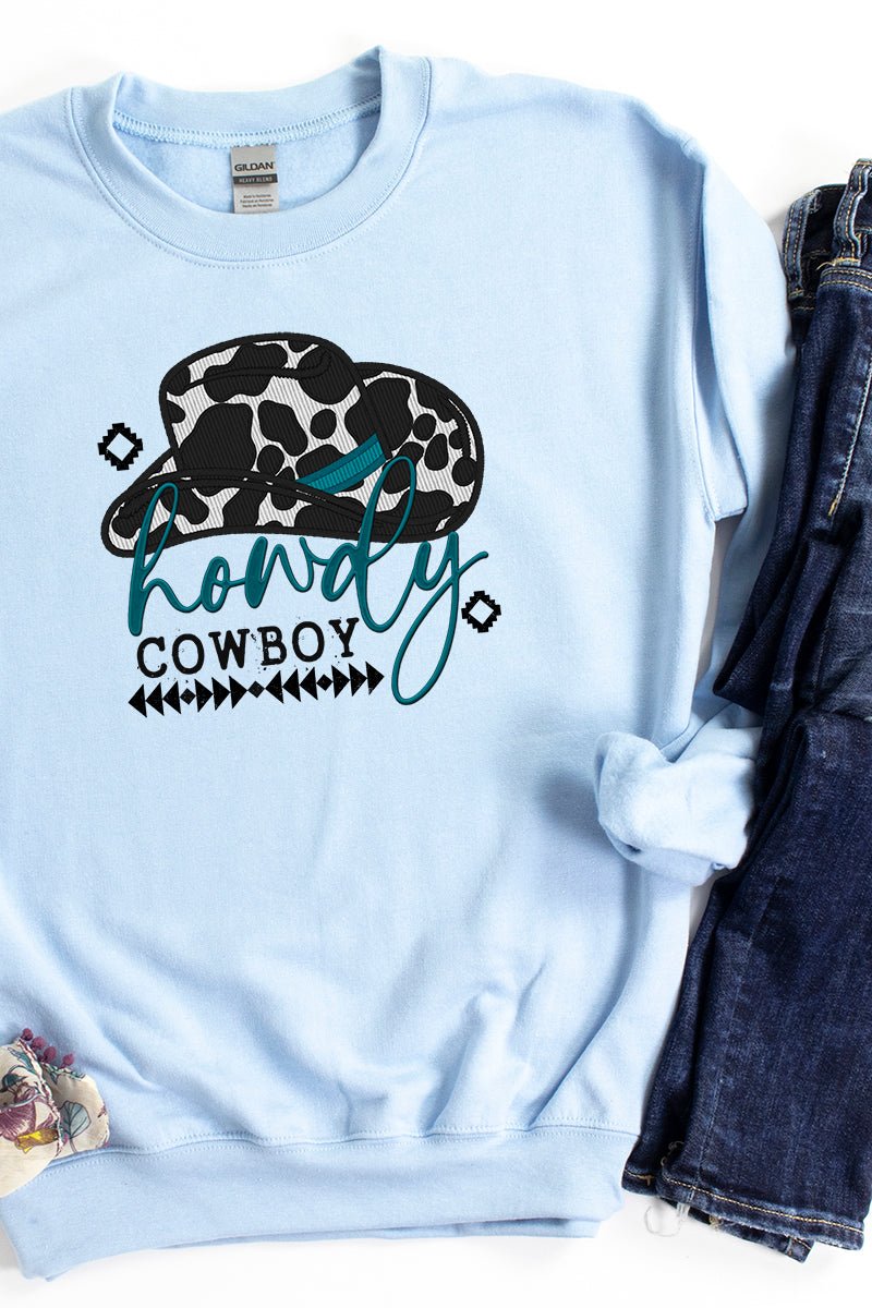 Faux Embroidery Howdy Cowboy Transfer Unisex NuBlend Crew Sweatshirt - Wholesale Accessory Market