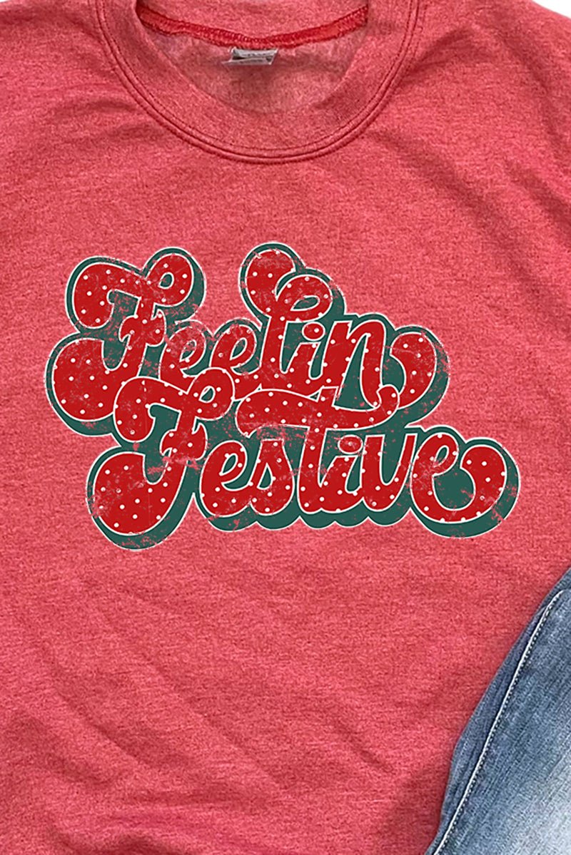 Feelin' Festive Groovy Distressed Unisex NuBlend Crew Sweatshirt - Wholesale Accessory Market