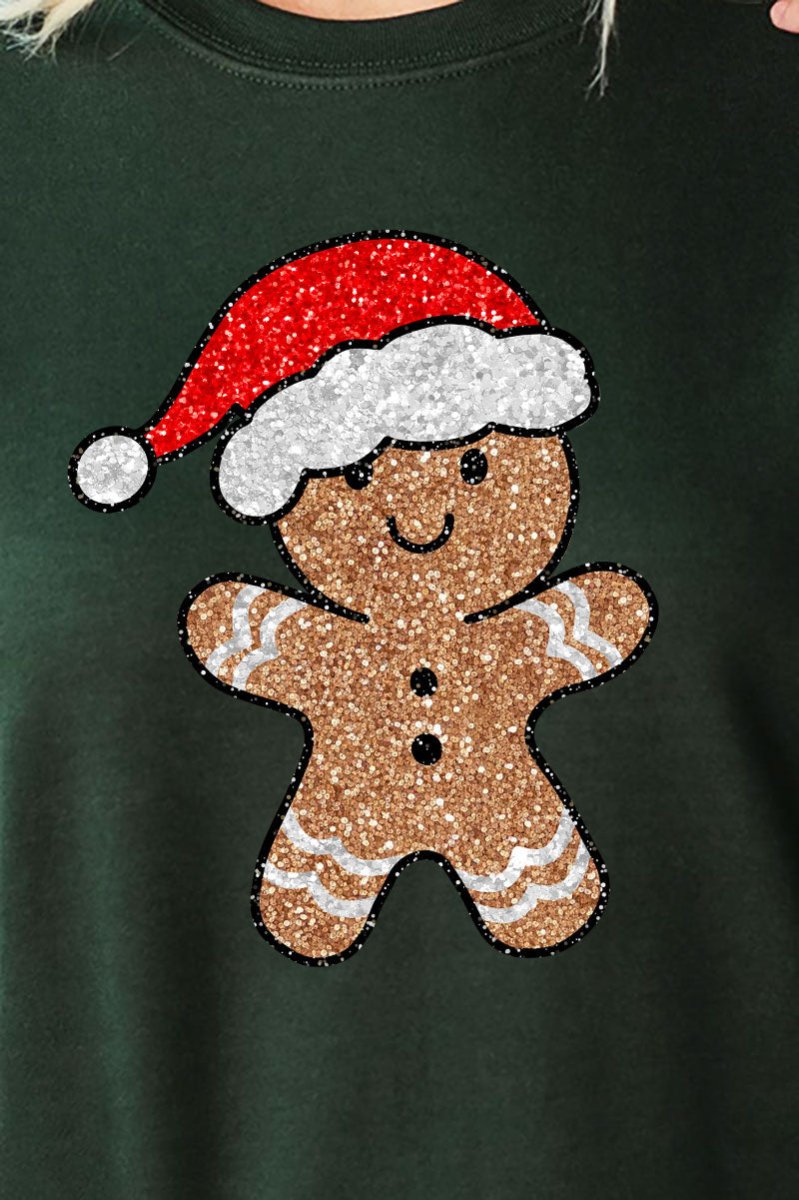 Festive Gingerbread Man Faux Sequin Transfer Unisex NuBlend Crew Sweatshirt - Wholesale Accessory Market