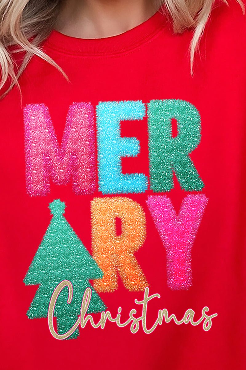Faux Tinsel Merry Christmas Transfer Unisex NuBlend Crew Sweatshirt - Wholesale Accessory Market