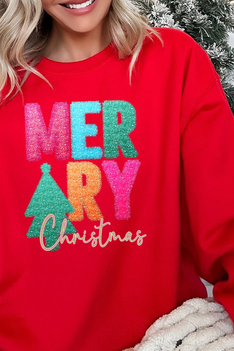 Faux Tinsel Merry Christmas Transfer Unisex NuBlend Crew Sweatshirt - Wholesale Accessory Market