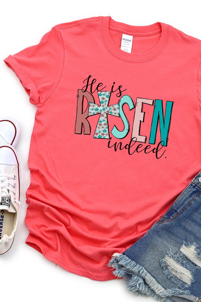 Floral He Is Risen Indeed Softstyle Adult T-Shirt - Wholesale Accessory Market