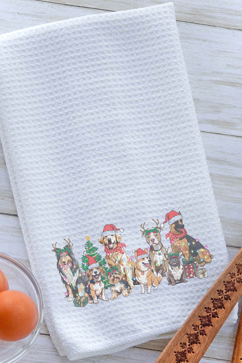 Barking Up The Christmas Tree Waffle Kitchen Towel - Wholesale Accessory Market