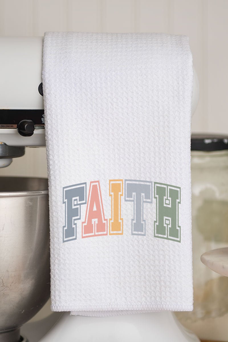Colorful Arched Faith Waffle Kitchen Towel - Wholesale Accessory Market
