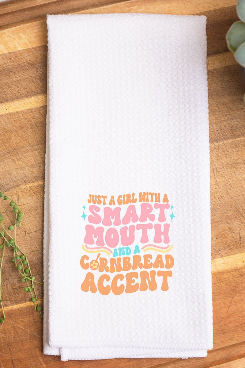 Smart Mouth Cornbread Accent Waffle Kitchen Towel - Wholesale Accessory Market