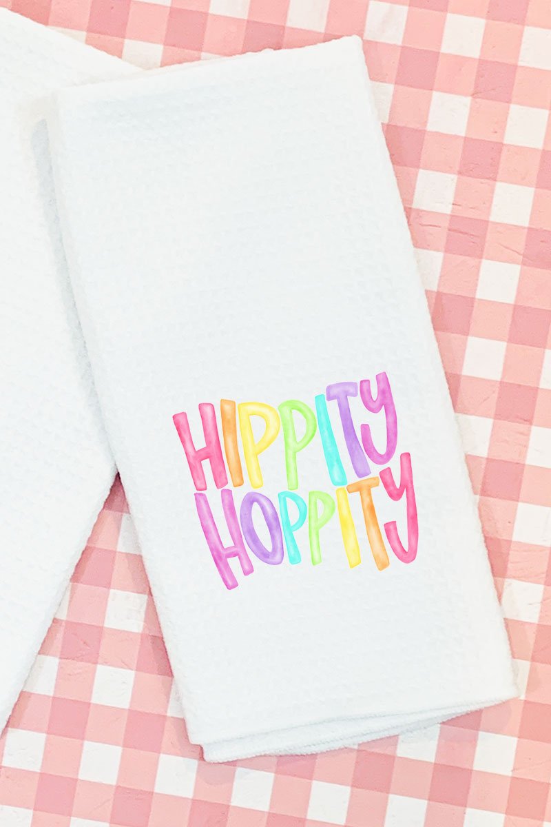 Watercolor Hippity Hoppity Waffle Kitchen Towel - Wholesale Accessory Market