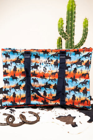 NGIL Riding Into The Sunset Collapsible Double Haul-It-All Basket with Mesh Pockets and Lid - Wholesale Accessory Market