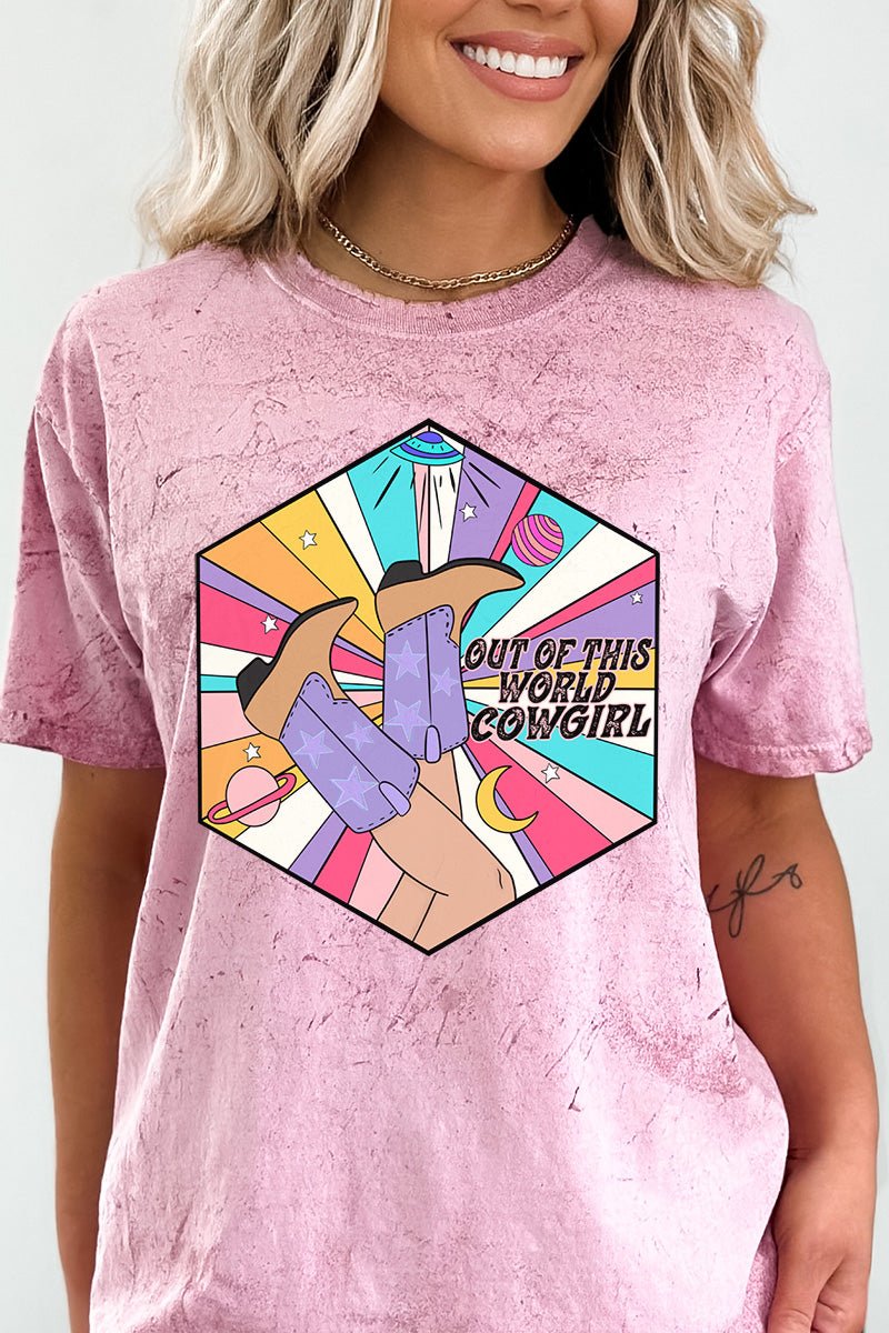 Out Of This World Cowgirl Adult Heavyweight Color Blast Tee - Wholesale Accessory Market