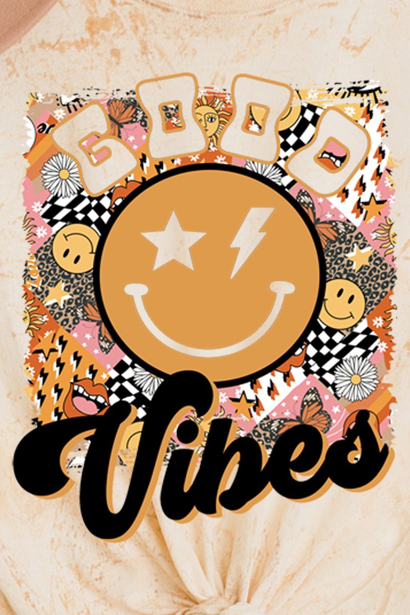 Psychedelic Good Vibes Happy Face Adult Heavyweight Color Blast Tee - Wholesale Accessory Market