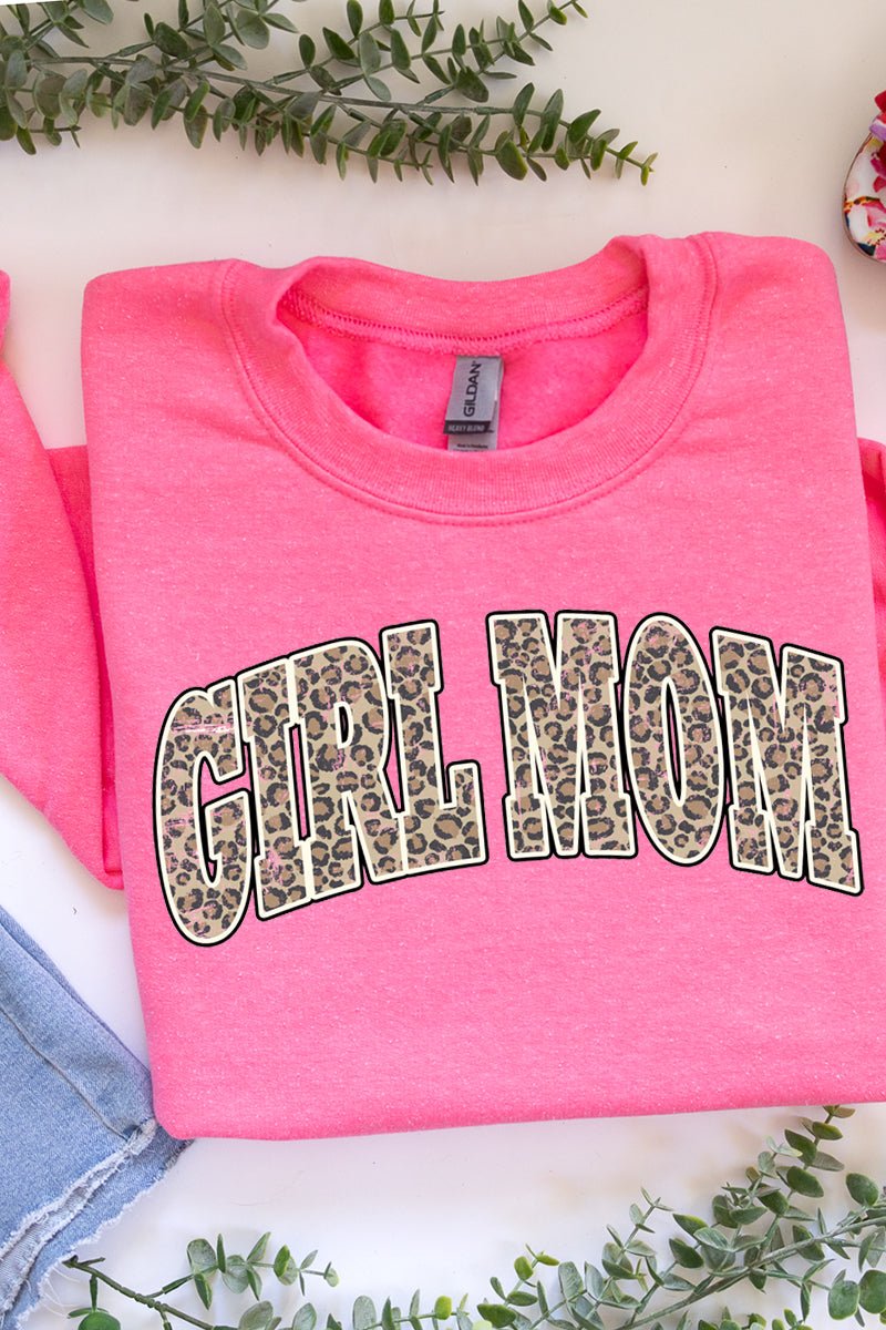Arched Girl Mom Leopard Heavy-weight Crew Sweatshirt - Wholesale Accessory Market