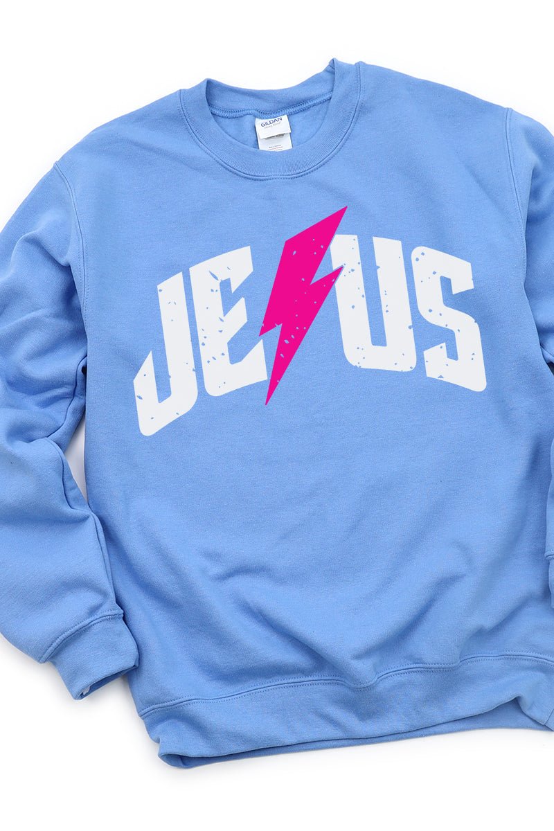 Strike Distressed Jesus Heavy-weight Crew Sweatshirt - Wholesale Accessory Market