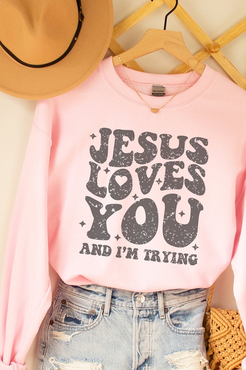 Vintage Jesus Loves Me Heavy-weight Crew Sweatshirt - Wholesale Accessory Market