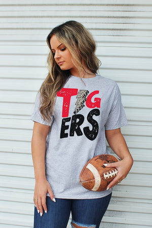 Red Black Tigers Lightning Unisex Blend Tee - Wholesale Accessory Market