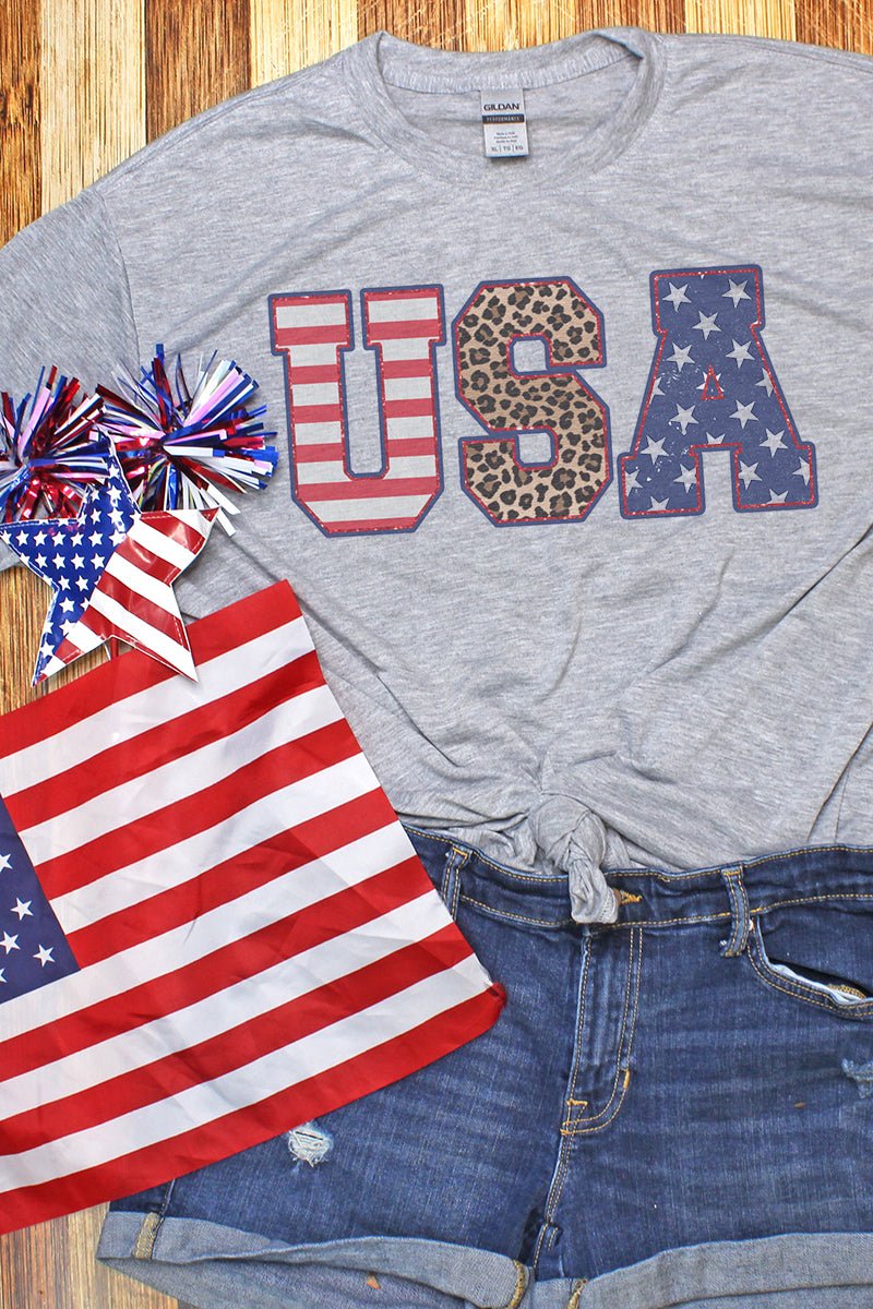 Glitter Leopard USA Unisex Dri-Power Poly Tee - Wholesale Accessory Market