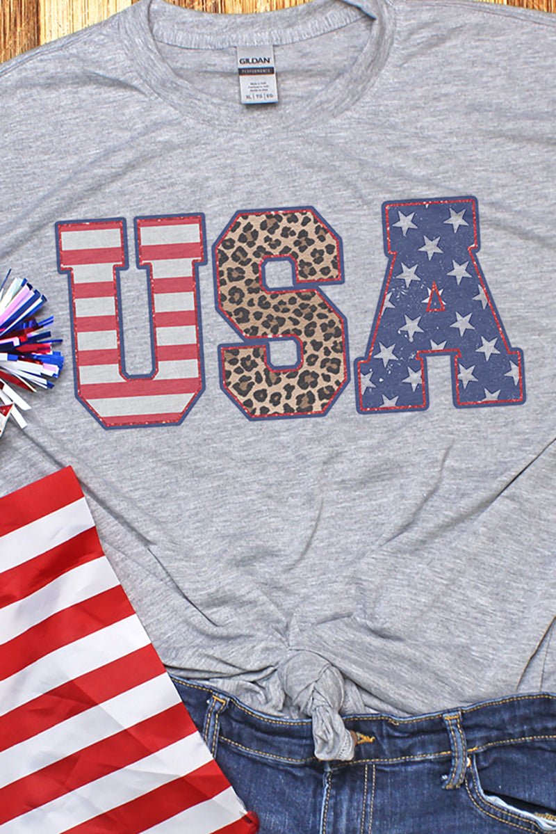 Glitter Leopard USA Unisex Dri-Power Poly Tee - Wholesale Accessory Market