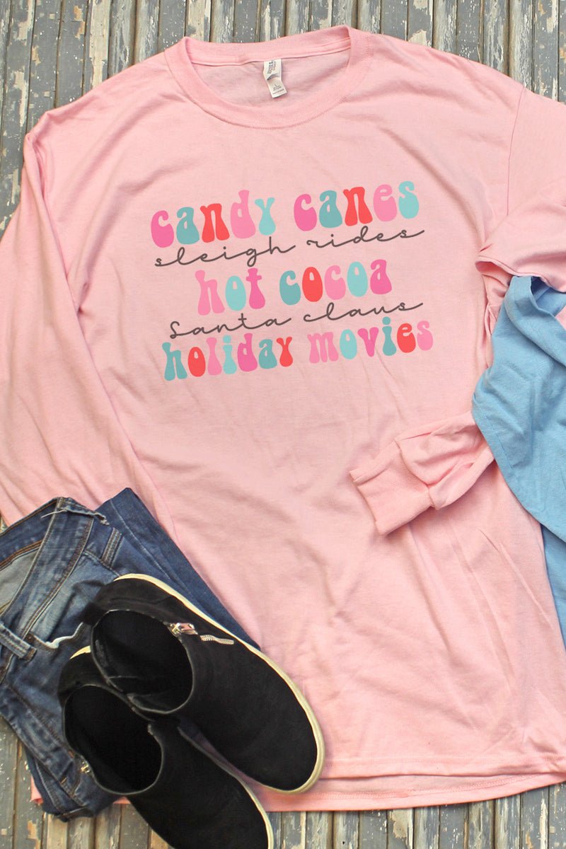 Colorful Christmas Favorite Things Unisex Dri-Power Long-Sleeve 50/50 Tee - Wholesale Accessory Market