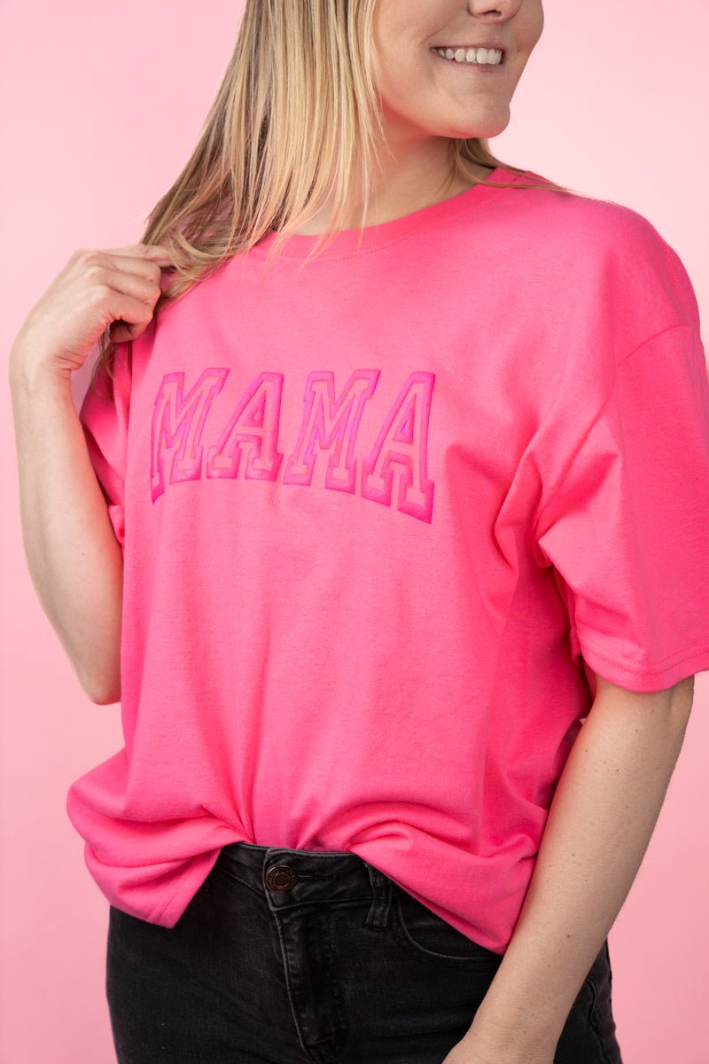 Hot Pink Mama Varsity Puff Vinyl Dri-Power 50/50 Tee - Wholesale Accessory Market