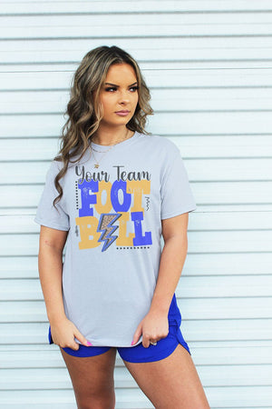 Team Name Football Royal & Gold Dri-Power 50/50 Tee - Wholesale Accessory Market