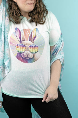 Bleached Groovy Bunny Hip Hop Tri-Blend Short Sleeve Tee - Wholesale Accessory Market