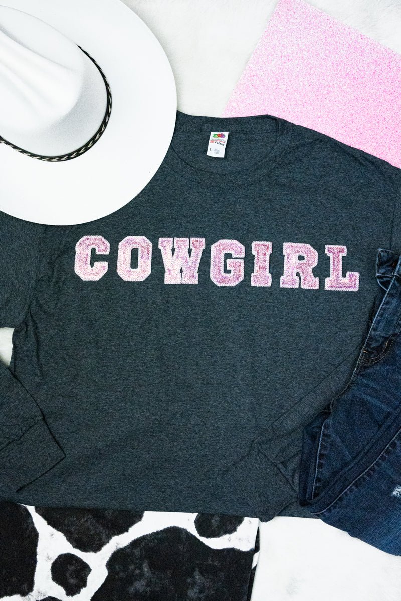 Cowgirl Pink Sparkle Patch Unisex HD Cotton Long Sleeve Tee - Wholesale Accessory Market