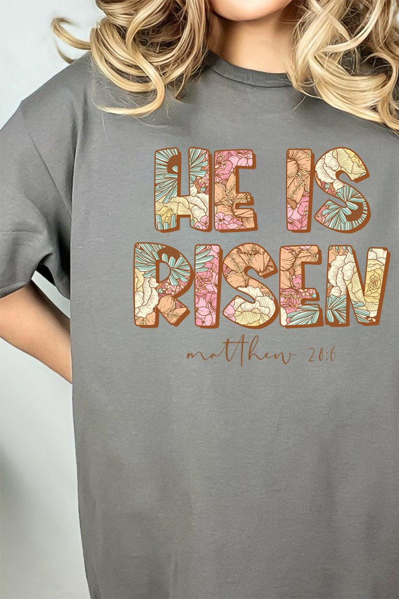 Block Letters He Is Risen Short Sleeve Relaxed Fit T-Shirt - Wholesale Accessory Market