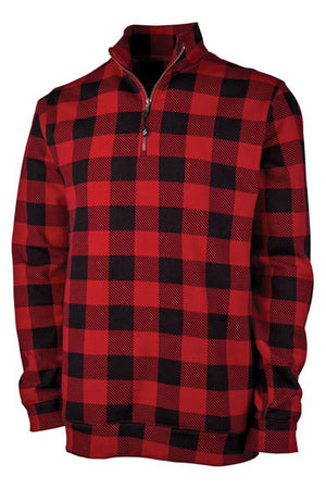 Charles River Unisex Red Check Crosswind Quarter Zip Sweatshirt (Wholesale Pricing N/A) - Wholesale Accessory Market