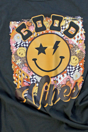 Psychedelic Good Vibes Happy Face Cotton Tank Top - Wholesale Accessory Market