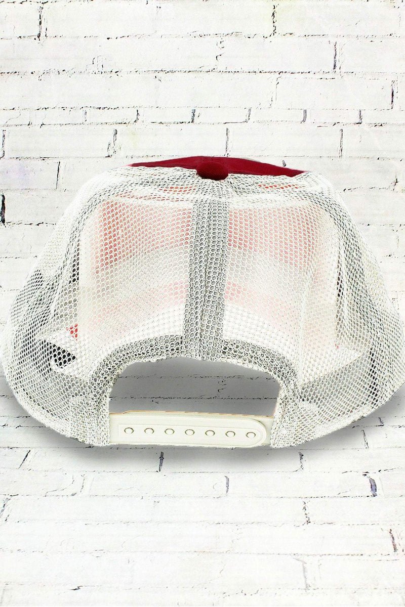 Maroon and White Washed Trucker Cap - Wholesale Accessory Market
