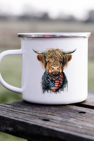 Stars And Stripes Highland Cow Campfire Mug - Wholesale Accessory Market
