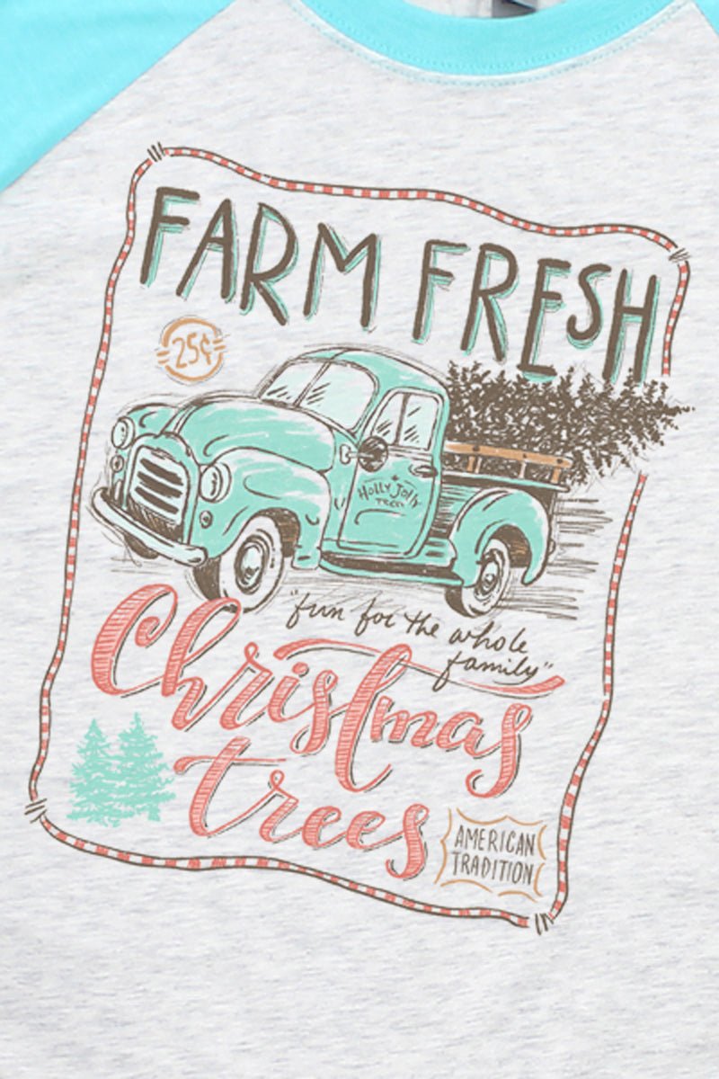 Sketch Farm Fresh Christmas Trees Tri-Blend Unisex 3/4 Raglan - Wholesale Accessory Market