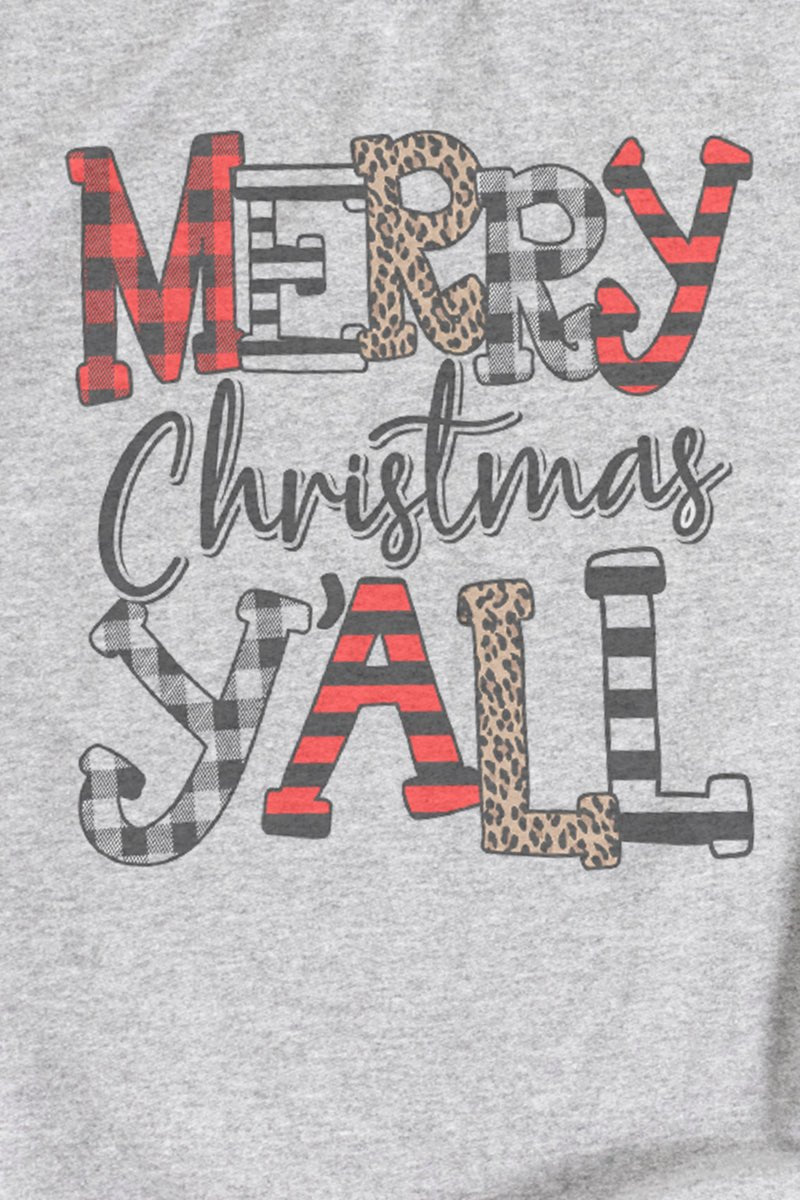 Doodle Merry Christmas Y'all Ecosmart Crewneck Sweatshirt - Wholesale Accessory Market