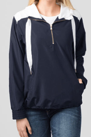 PROMO! Boxercraft Navy and White Ladies Stadium Anorak Pullover - Wholesale Accessory Market