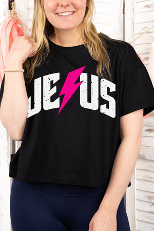 Strike Distressed Jesus Women's Soft-Tek Blend Crop T-Shirt - Wholesale Accessory Market