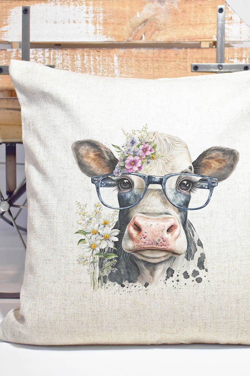 Fancy Glasses Cow Decorative Pillow Cover - Wholesale Accessory Market