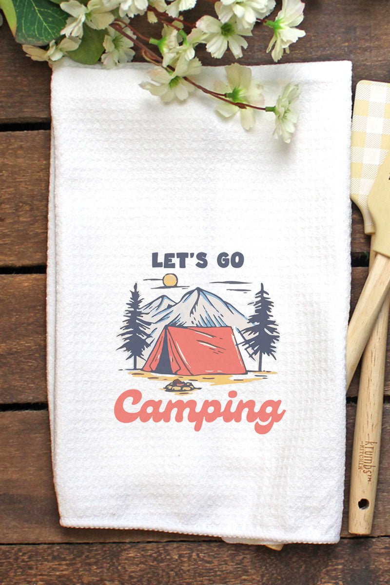 Let's Go Camping Waffle Kitchen Towel - Wholesale Accessory Market