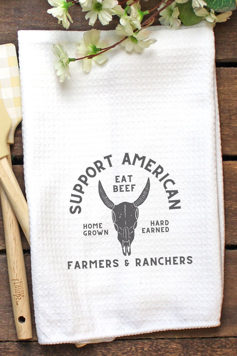 Support American Farmers & Ranchers Waffle Kitchen Towel - Wholesale Accessory Market