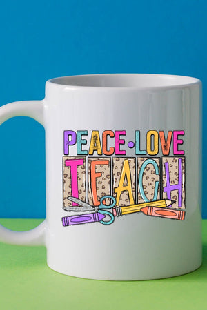 Leopard Peace Love Teach White Mug - Wholesale Accessory Market