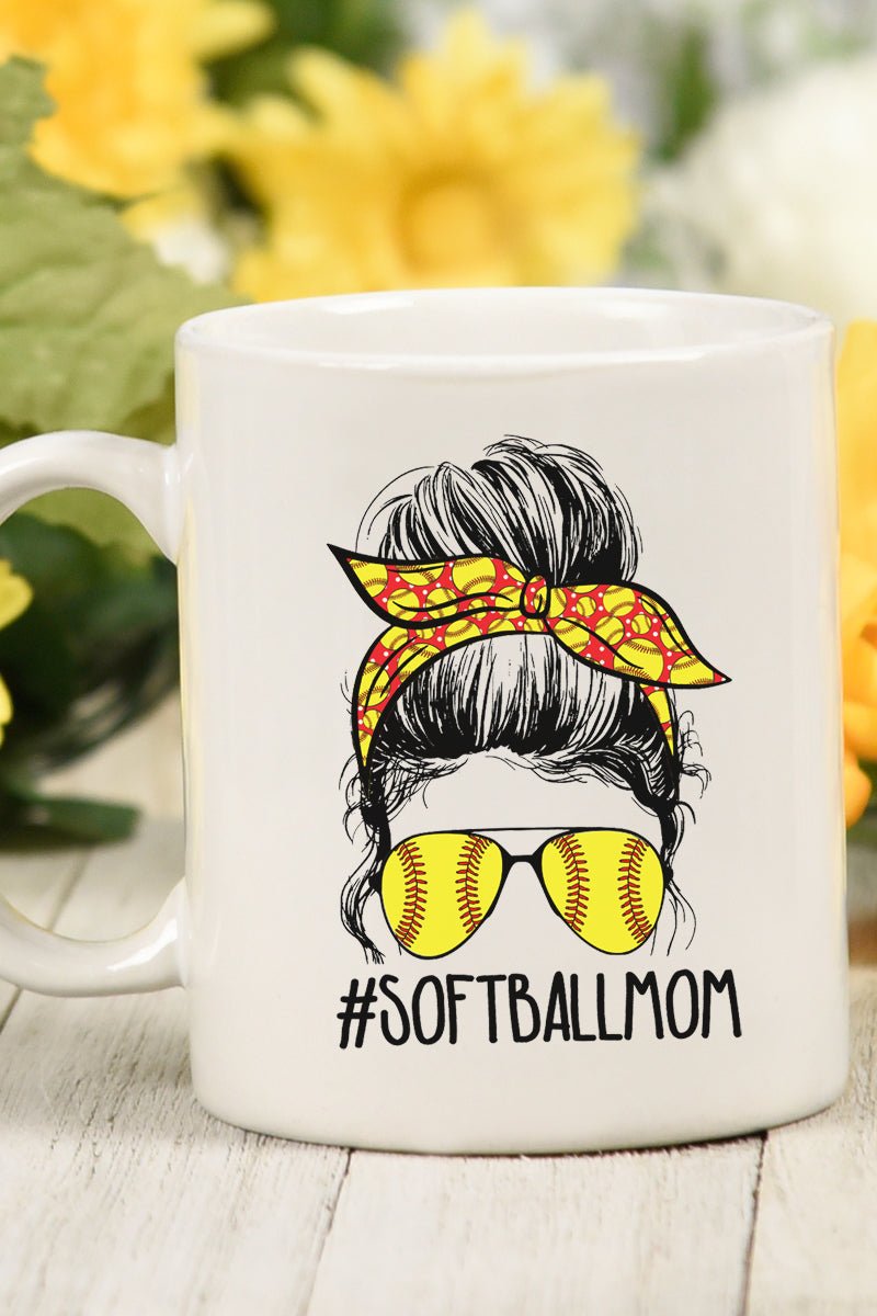 SALE! Messy Bun Softball Mom White Mug - Wholesale Accessory Market