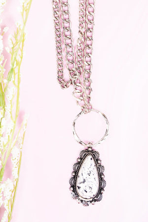 White Bandridge Layered Silvertone Necklace - Wholesale Accessory Market