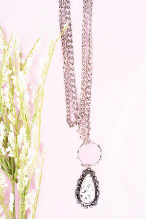 White Bandridge Layered Silvertone Necklace - Wholesale Accessory Market