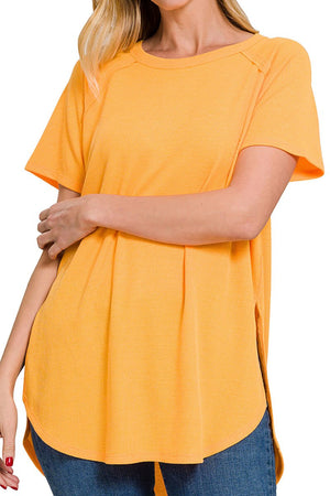 Live In The Moment Yellow Gold Waffle Top - Wholesale Accessory Market