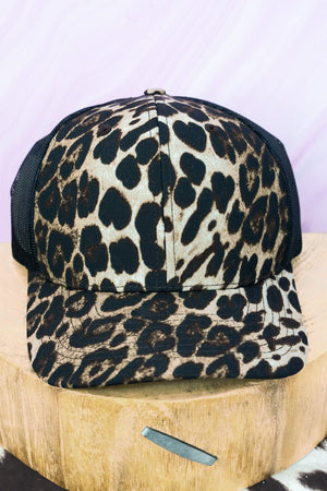 Leopard and Black Mesh Snapback Cap - Wholesale Accessory Market