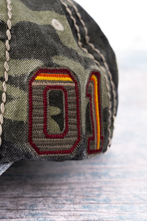 Camo and Faux Leather Rank Insignia Cap - Wholesale Accessory Market