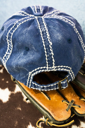 Distressed Navy 'Baseball' Cap - Wholesale Accessory Market