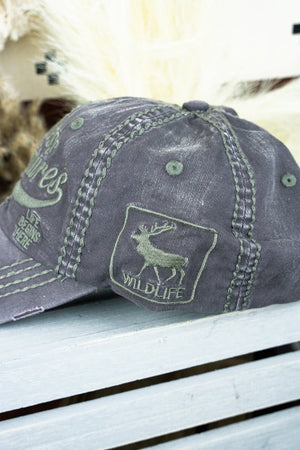 Distressed Dark Gray 'Wilderness Adventures' Cap - Wholesale Accessory Market