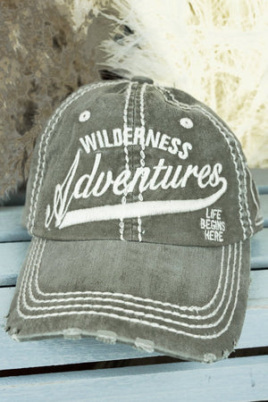 Distressed Olive 'Wilderness Adventures' Cap - Wholesale Accessory Market
