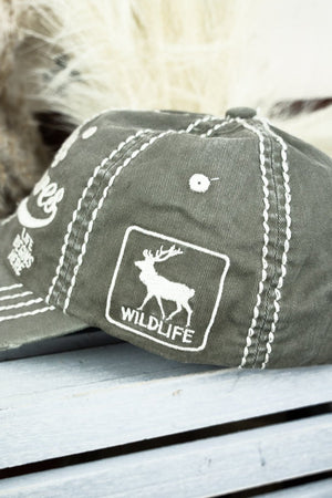 Distressed Olive 'Wilderness Adventures' Cap - Wholesale Accessory Market